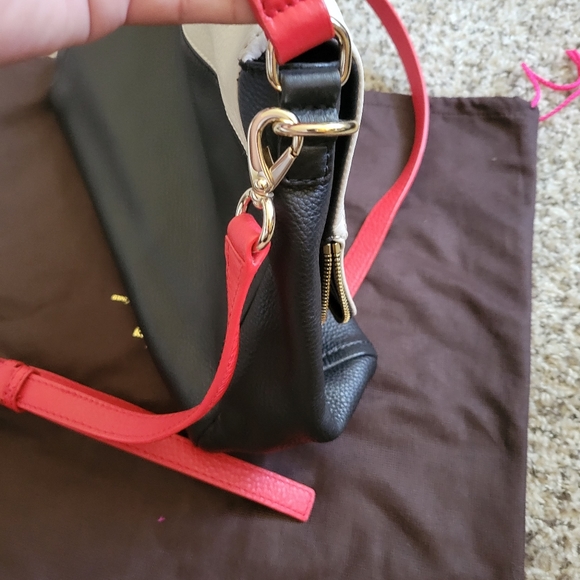 Kate Spade Large Leather cross body or hand bag satchel. Black red and cream - Picture 7 of 8